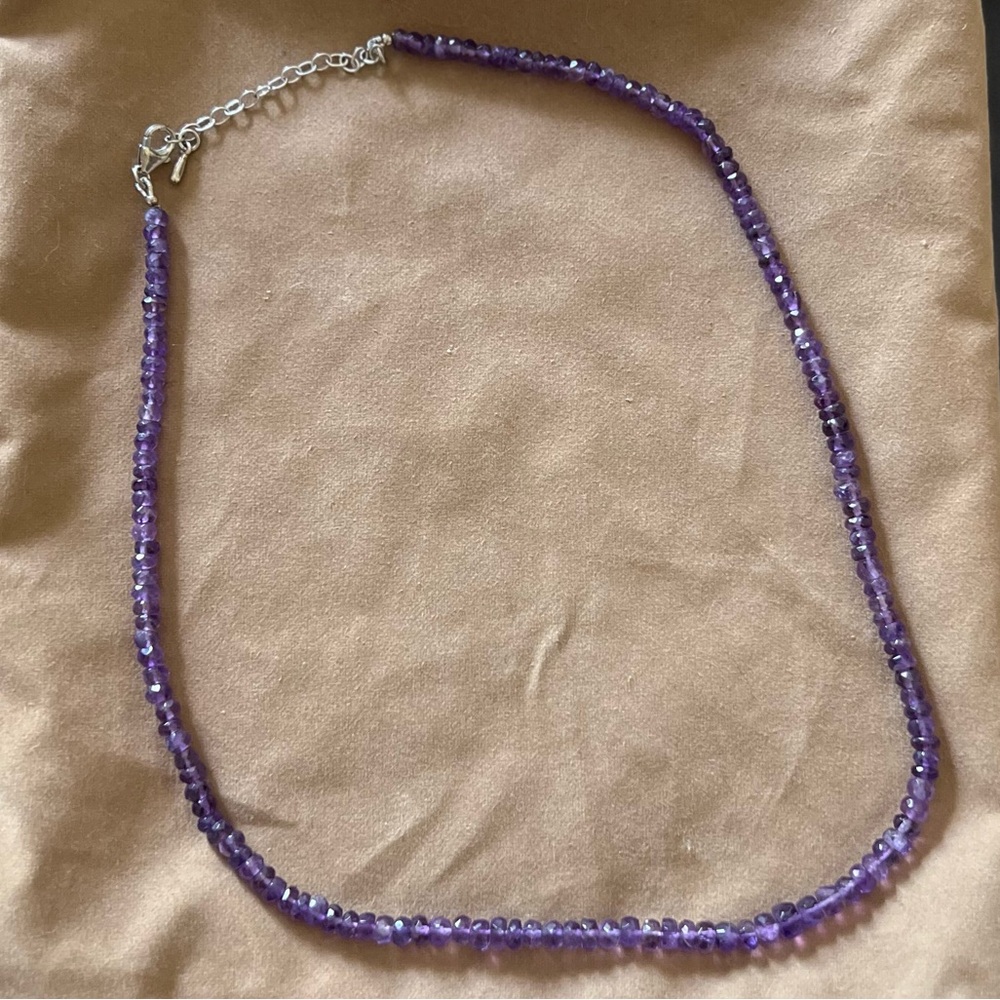 Purple Amethyst π Faceted Bead Necklace 60ctw Sterling Silver - Picture 16 of 16